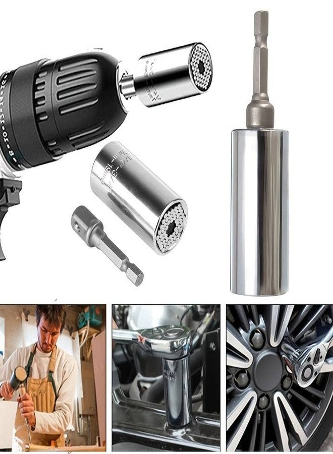 KBZONE Wrench Tool Kit, Universal Torque Wrench Head Set Socket Sleeve 7-19mm Power Drill Ratchet Bushing Spanner Key Magic Grip Multi Hand Tools - Image 4